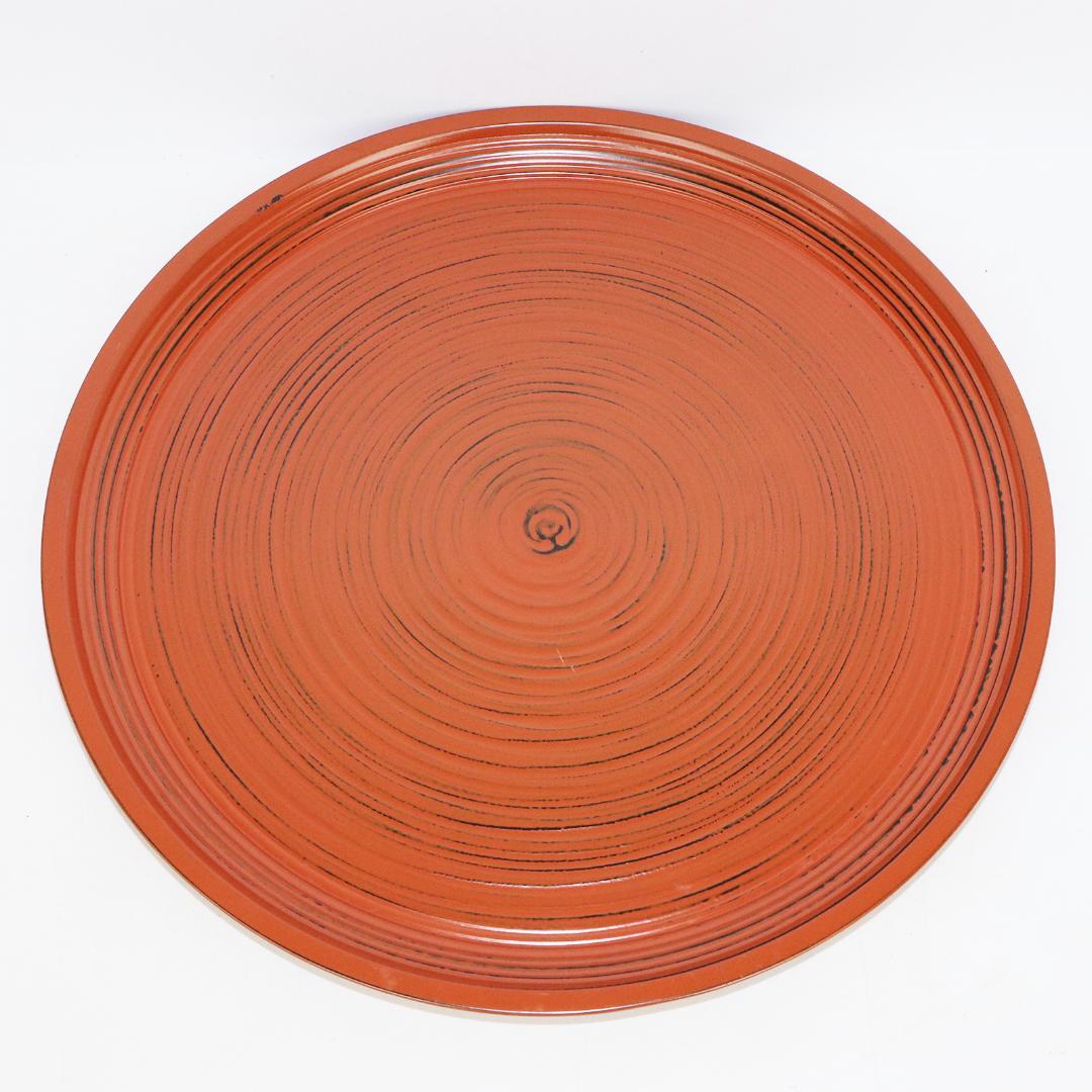 平安象彦 根来塗 特大丸盆 径45㎝ 共布 栞