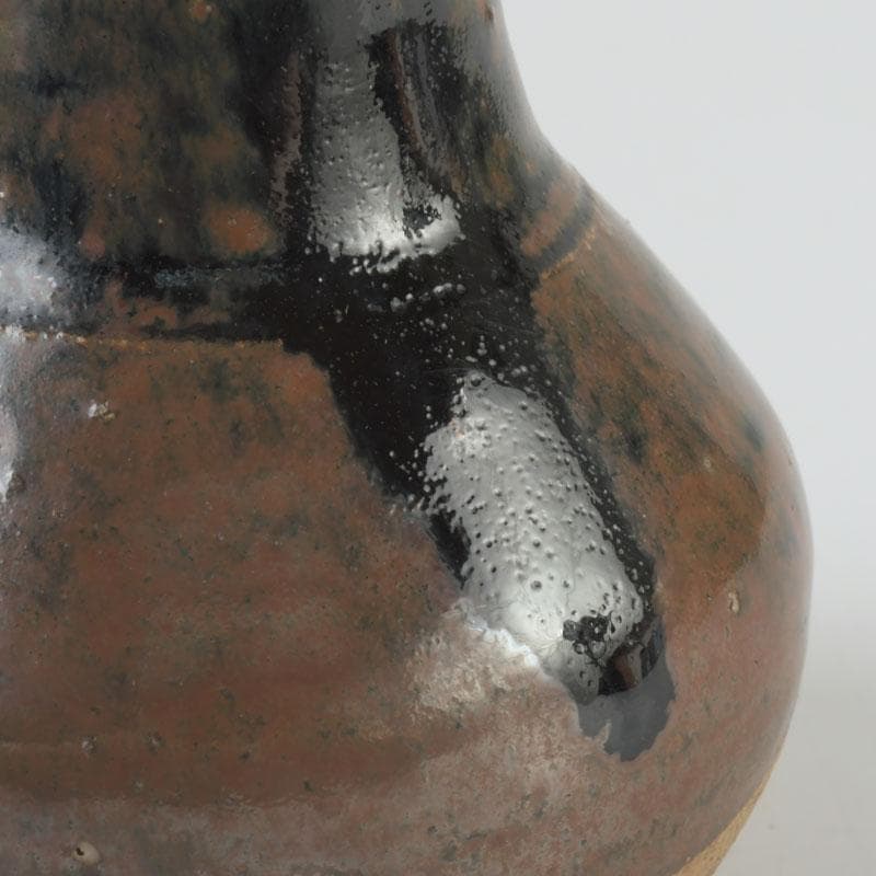 茶道具　瀬戸焼　一休作　鶴首茶入　銘「鶴寿」　仕覆付　書付共箱　V　9392