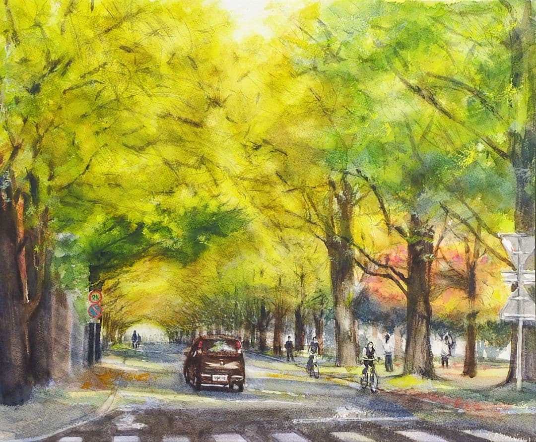 『秋の銀杏並木』