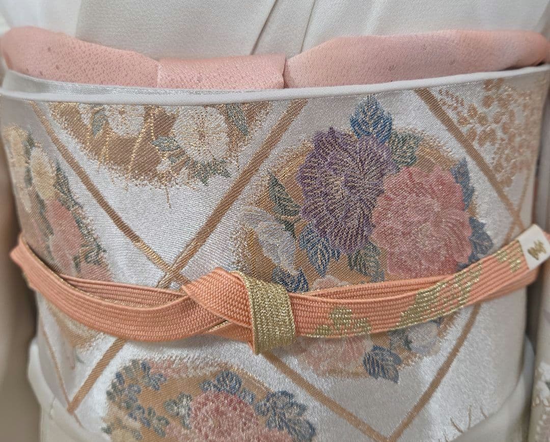 訪問着4点フルセット、着物、袋帯、帯締め、帯揚げ