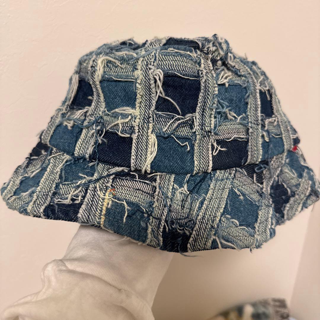 帽子 supreme frayed patchwork denim crusher