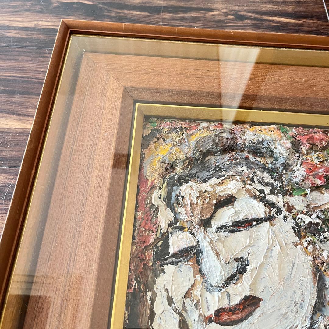 油彩 丸山妙子 仏像 画家・光陽会常任委員・福島県出身 厚塗り  油彩 G