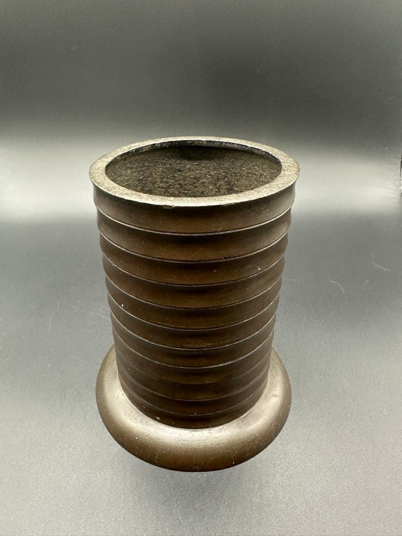 銅製　花生　筆入れ　江戸時代　金工　骨董　古美術