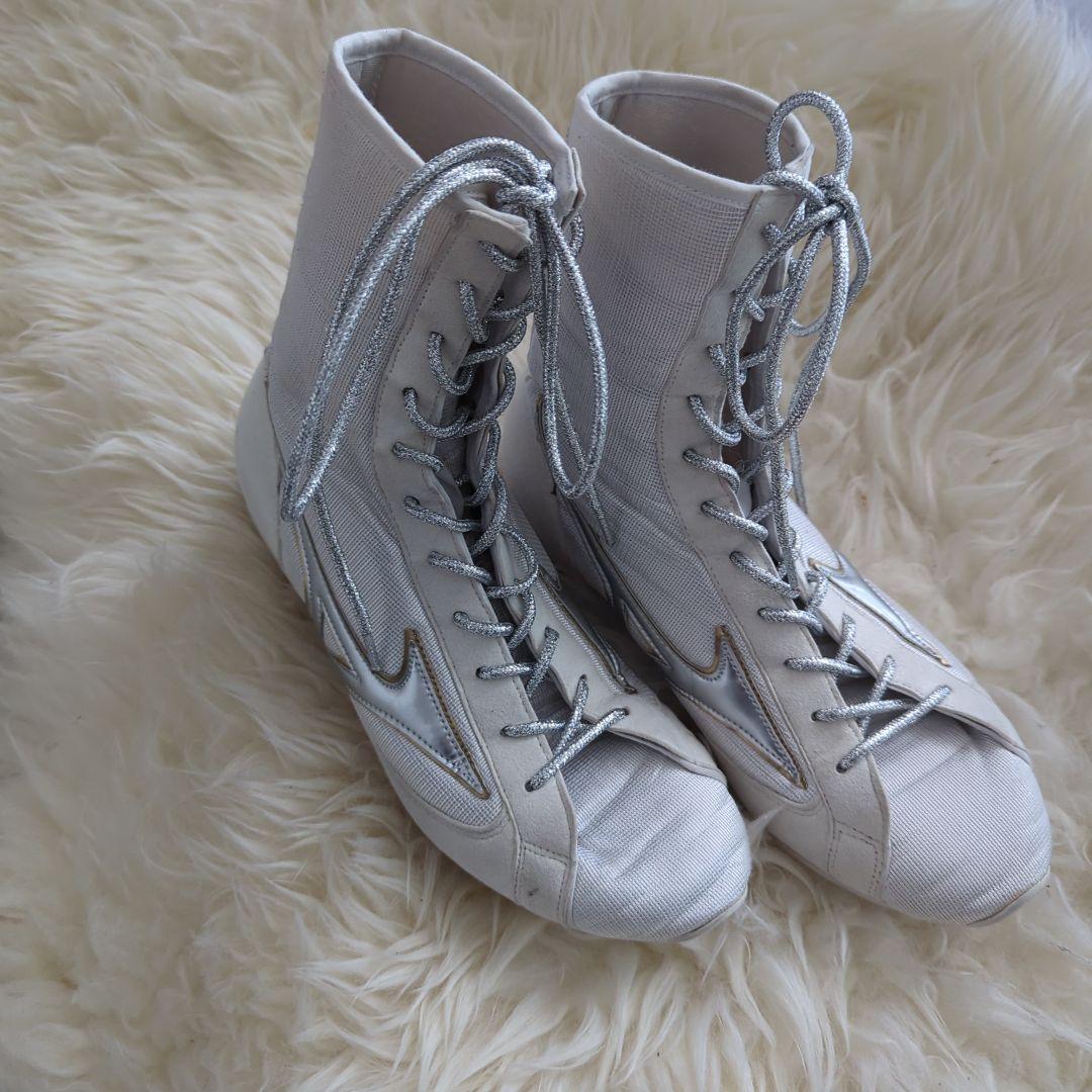 ミズノ ボクシングシューズ イージースペクトラ 05シルバー×52ゴールド縁取り