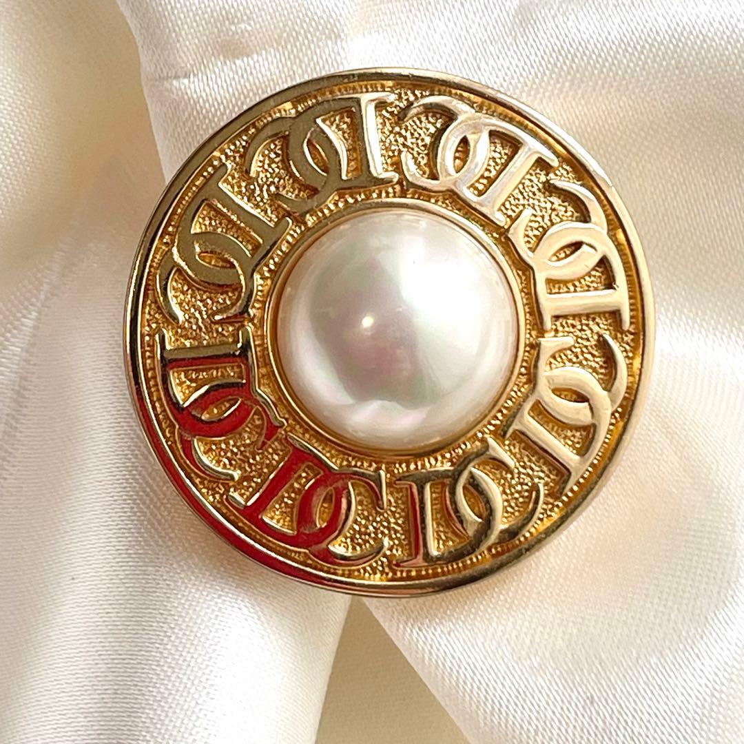 Christian Dior ディオール ブローチ ロゴ パール ヴィンテージ