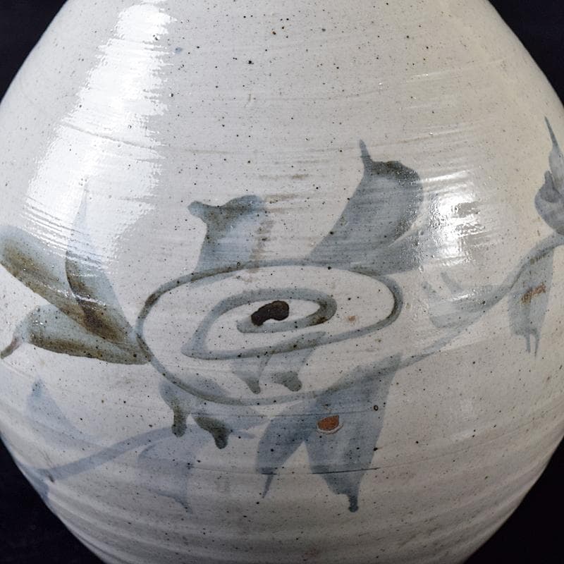 朝鮮美術　李朝　高麗白磁　染付　花文　碗口瓶　C　R8418