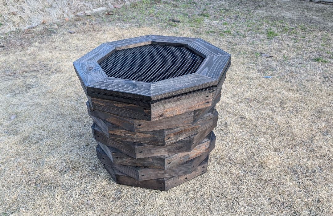 45㍑タイプ　ビオトープ　メダカ・金魚　飼育セット　木枠カバー　丸プラ容器付