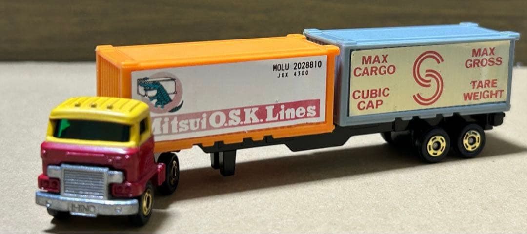 日本製 ロングトミカ L1 日野セミトレーラー 海上コンテナ運搬車