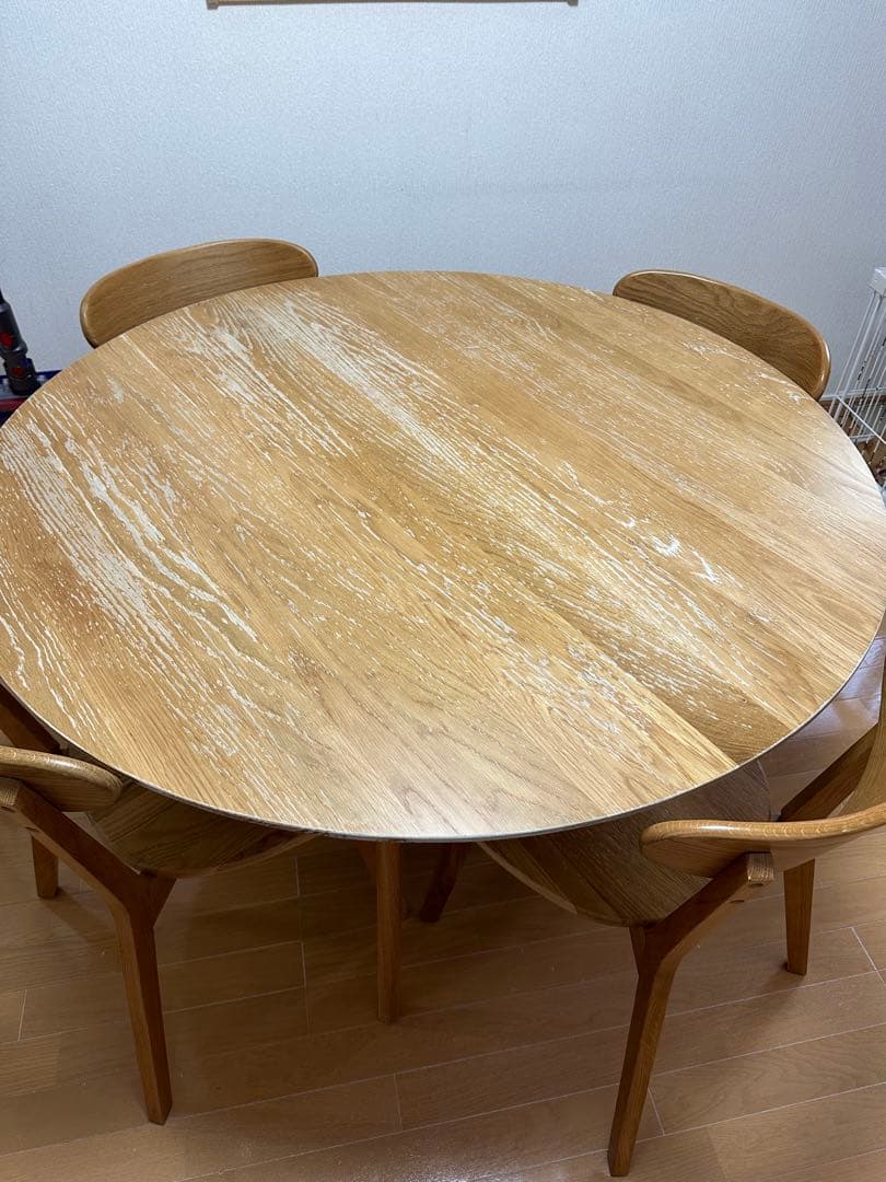 たのメル便/直引　天然木オーク無垢ダイニングテーブルのみ  円型120