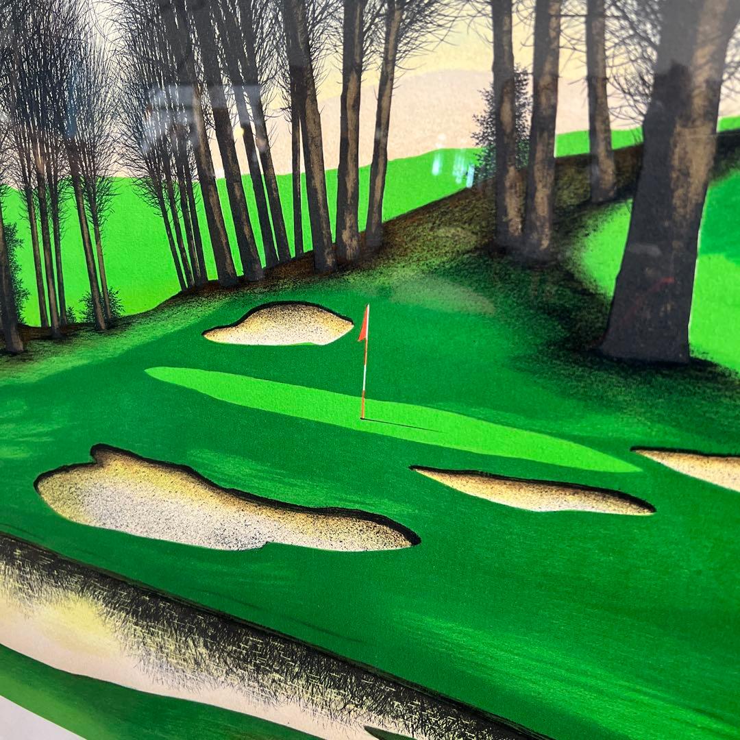 k347r120 フランス風景画・デペルト「ゴルフ場」リトグラフ サインあり