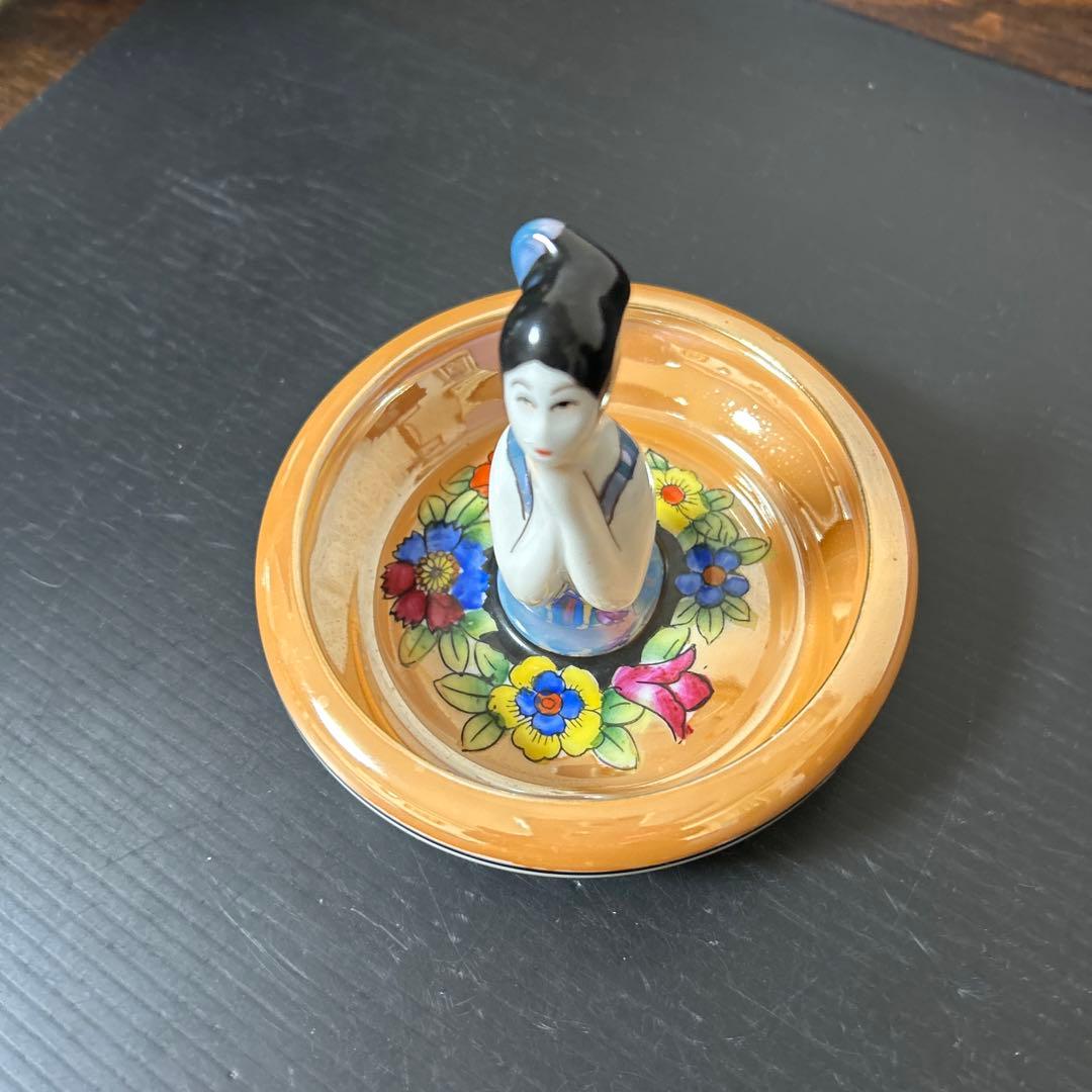 オールドノリタケ　アールデコレディ ラスター彩　ピントレー　小物入れ