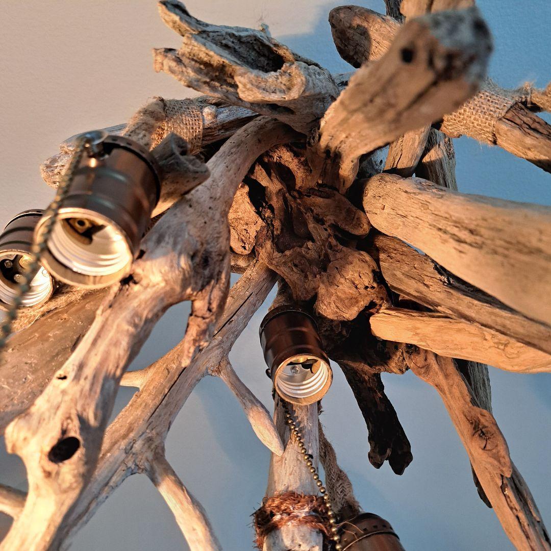 流木インテリア　6灯ペンダント　エジソン球付　ヴィンテージソケット　6〜10帖