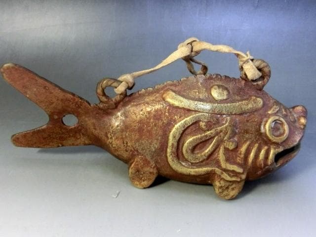 置物■金魚 金銅魚鈴 置物 魚型 オブジェ 鐘 時代物 骨董品 珍品 希少■