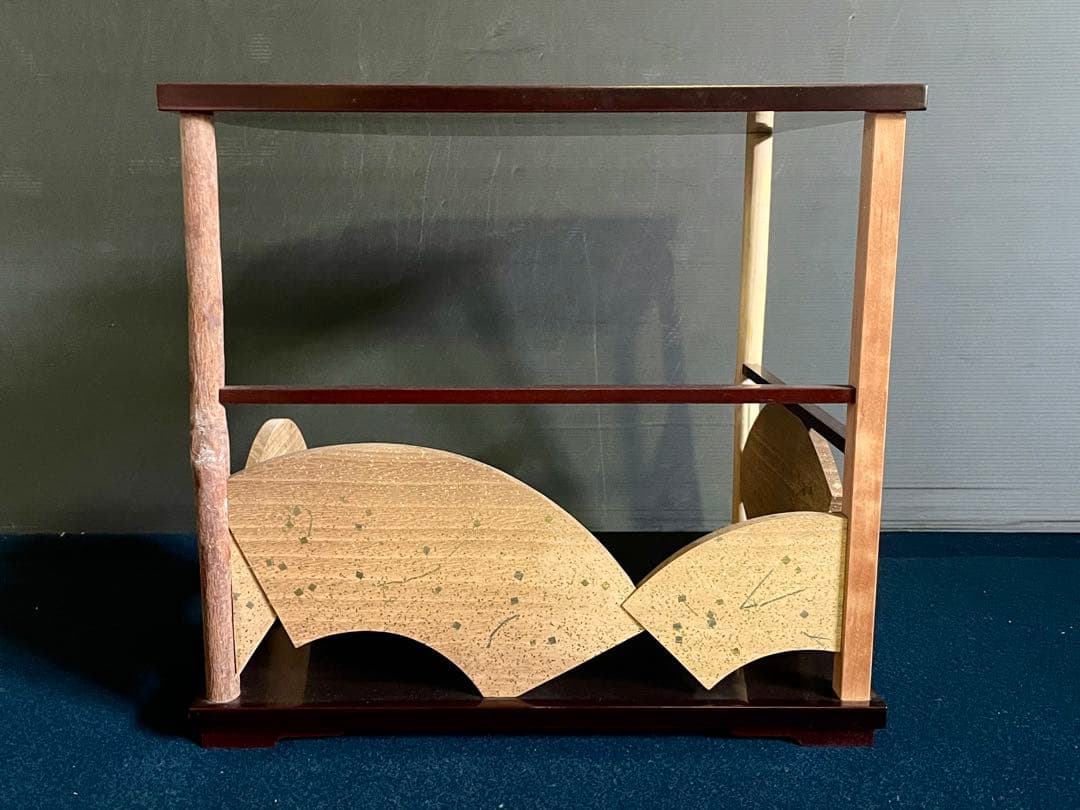 【美品】 「祖」 裏千家 鵬雲斎好 寿扇棚 春斎 溜塗 菊置上 共箱 （F寿扇）