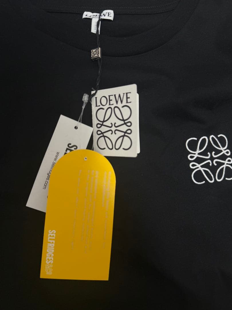 #新品# LOEWE 黒 Tシャツ ロゴ刺繍 Lサイズ