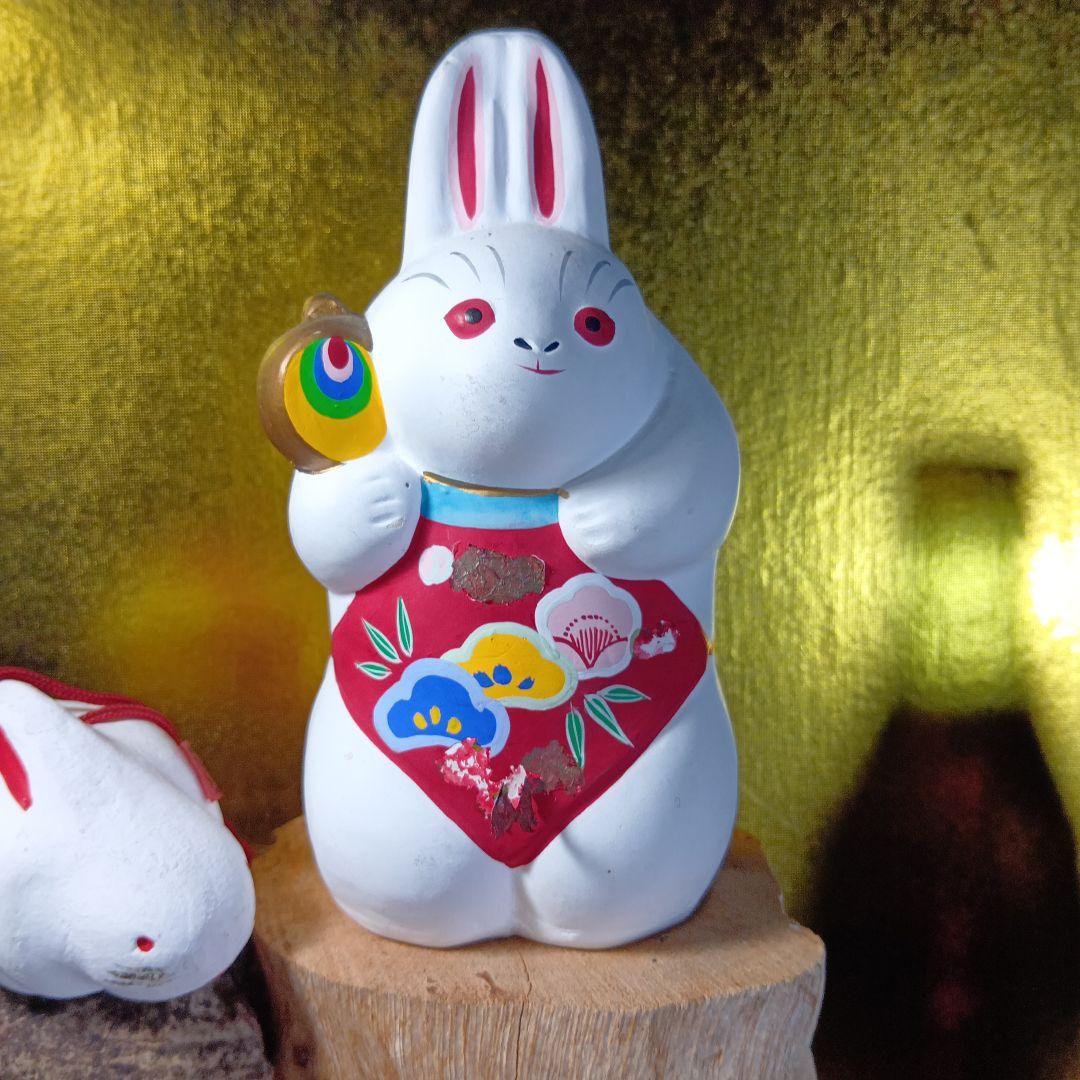 ウサギの置物 陶器製 インテリア