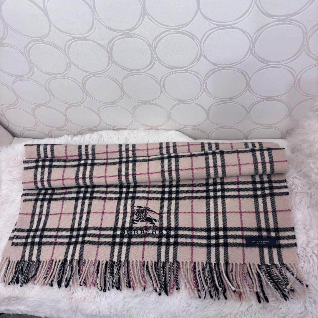 BURBERRY ロゴ刺繍 バーバリーチェック マフラー ショール
