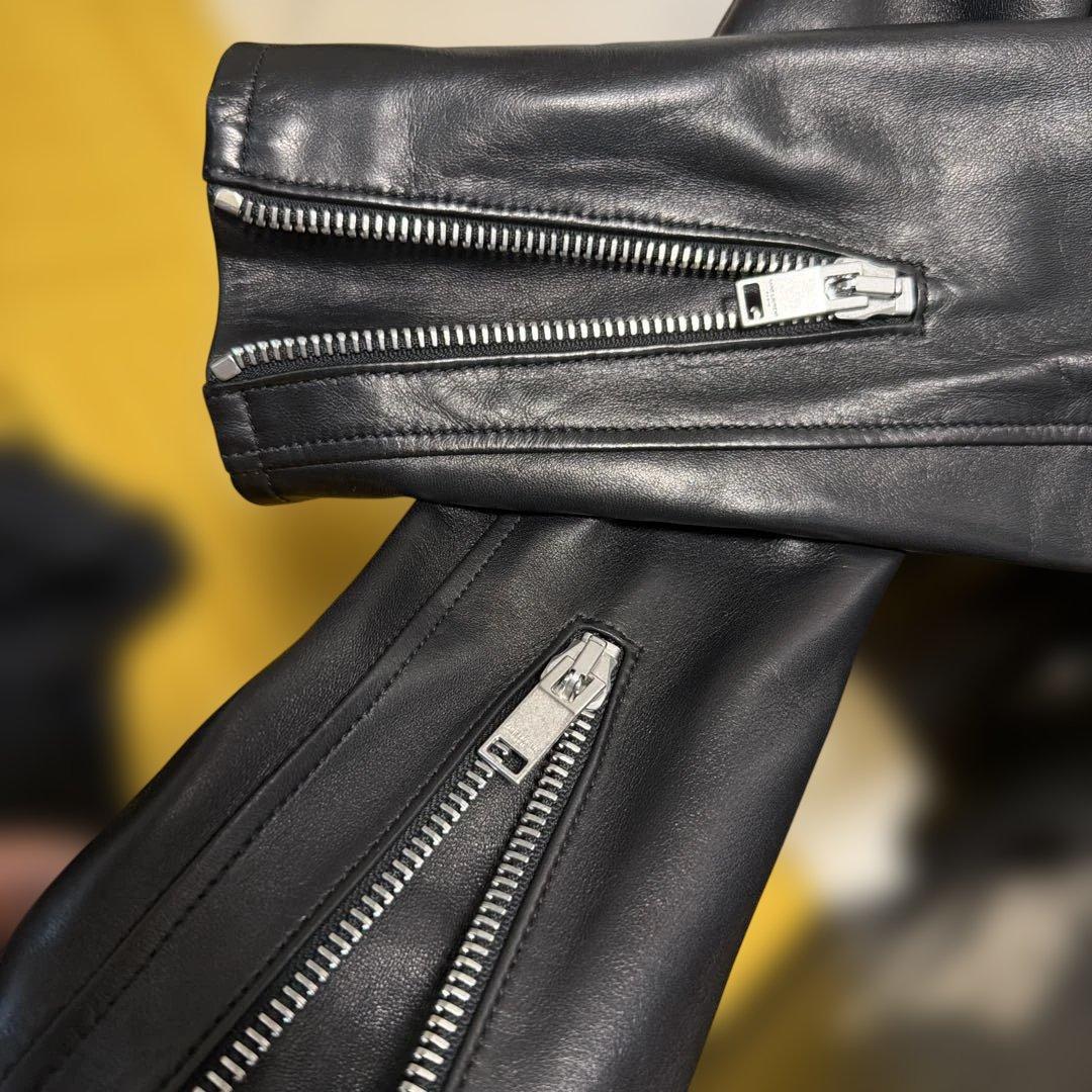 SAINT LAURENT ブラック シングルライダースジャケット　羊皮