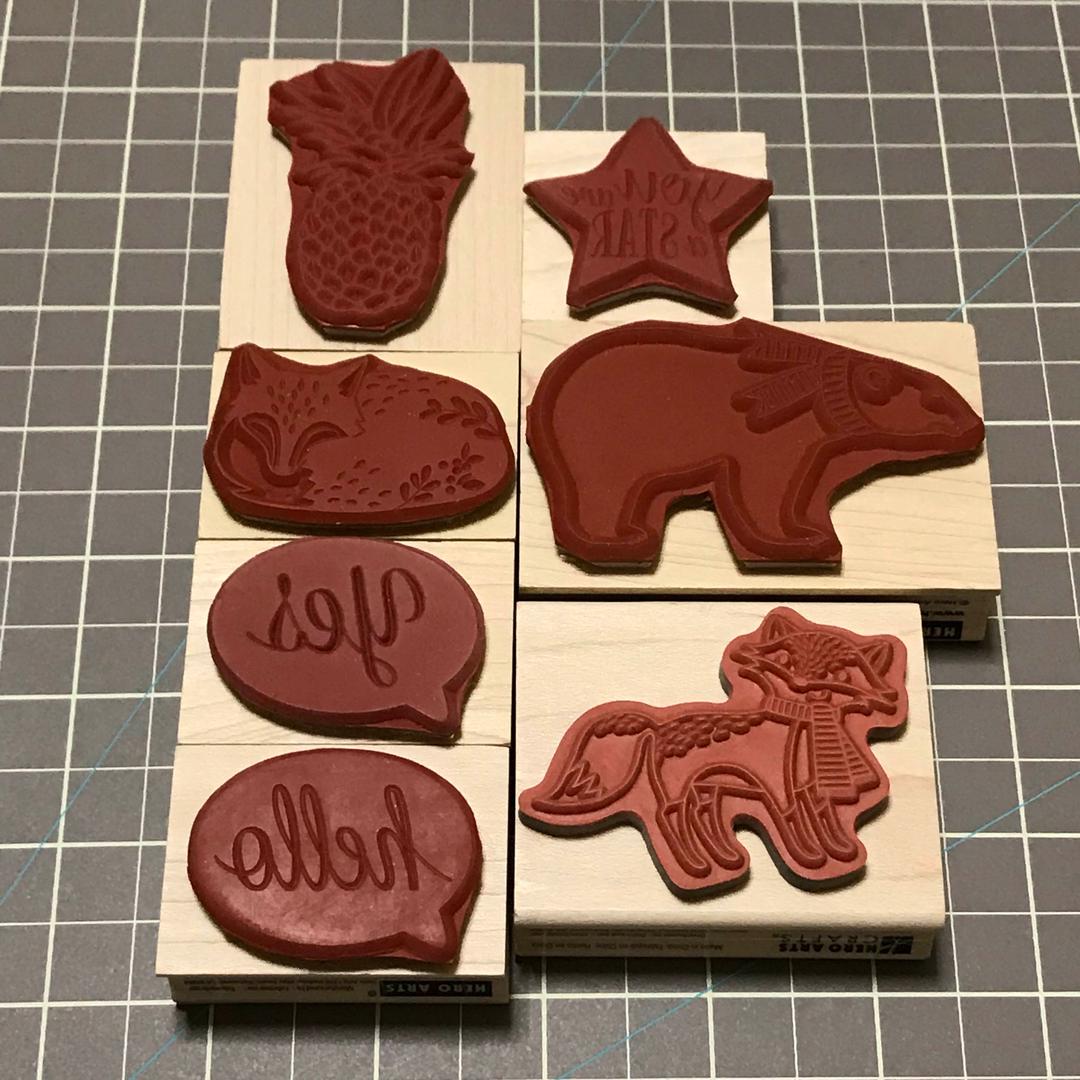 【Hero arts】 ウッドスタンプいろいろ7つセット