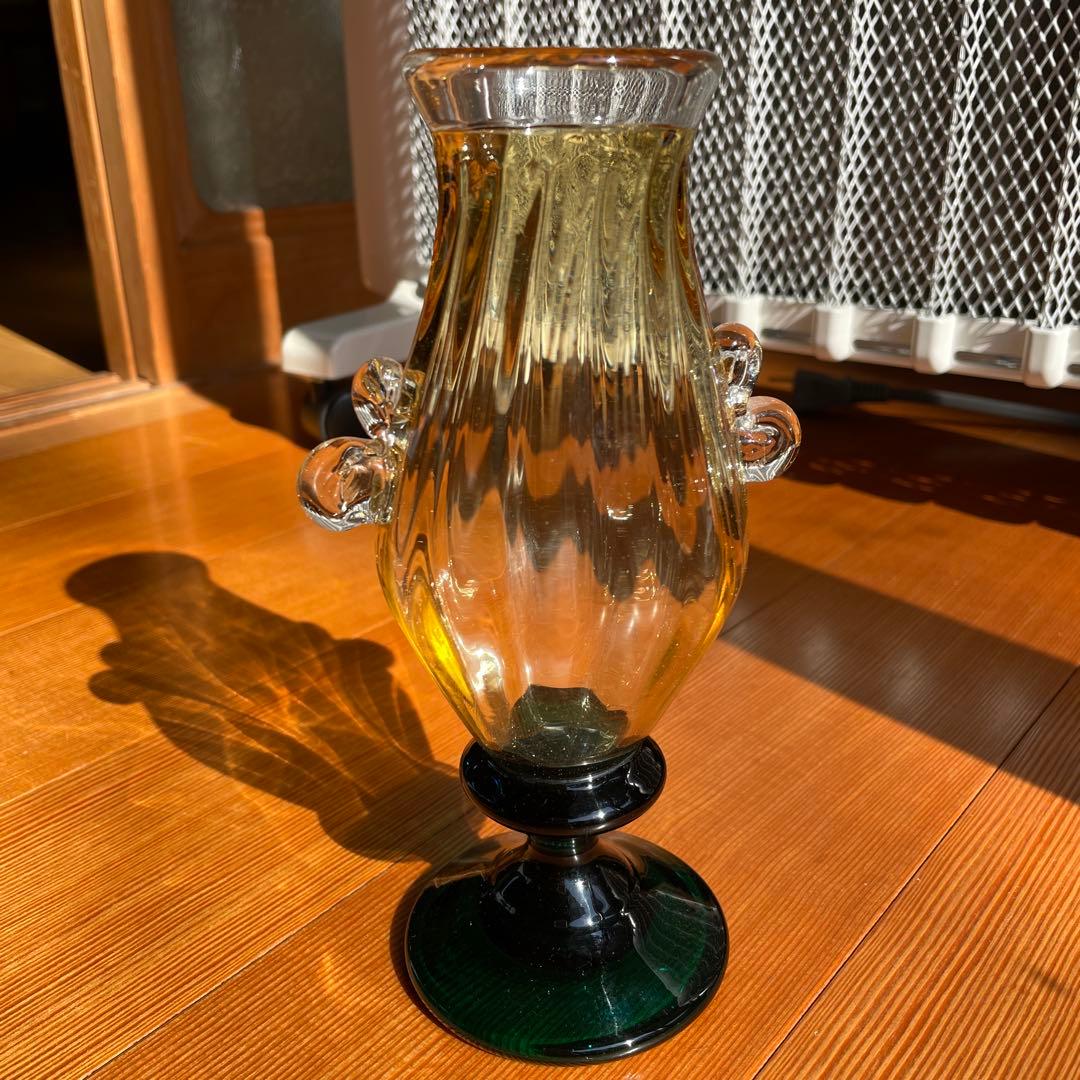 村松学　双耳花瓶　カンナカガラス　舩木倭帆