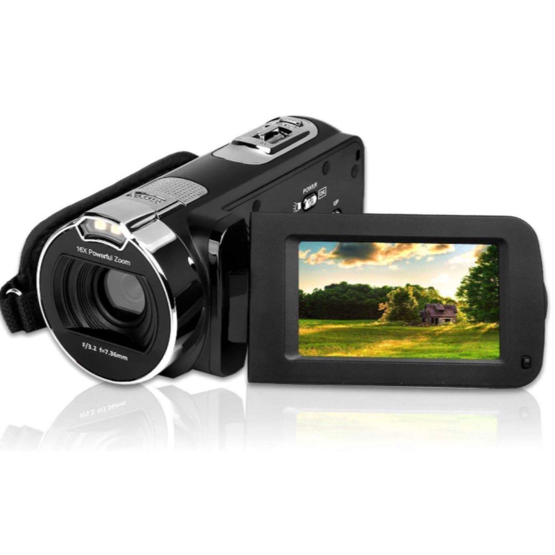 ビデオカメラ　ポータブルビデオカメラ　ブラック