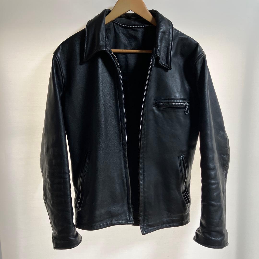 schott サイズ36茶芯 ブラックレザーシングルライダースジャケット