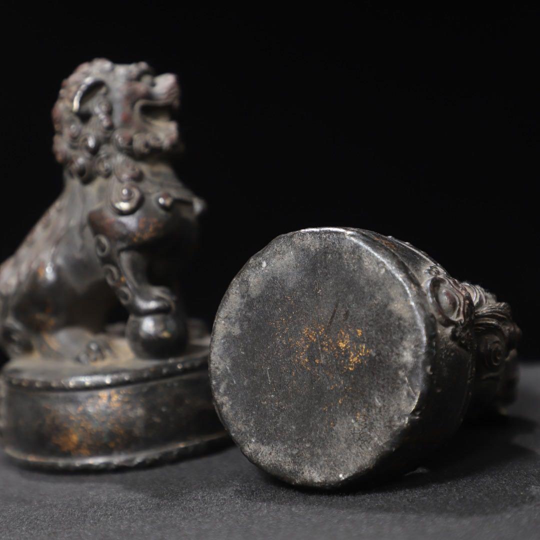 銅製　獅子像 2体セット　魔除け・守護・権威　文鎮　　　　　　置物