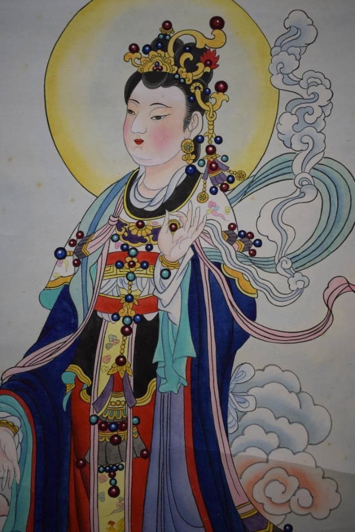 不詳/作者不詳/人物図/観音図/天女図/中国画/大幅/布袋屋掛軸HJ-837