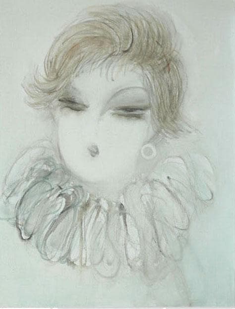 油絵 菅家令子 絵 絵画インテリア額付(青緑＋金色の枠) F6-081412女性