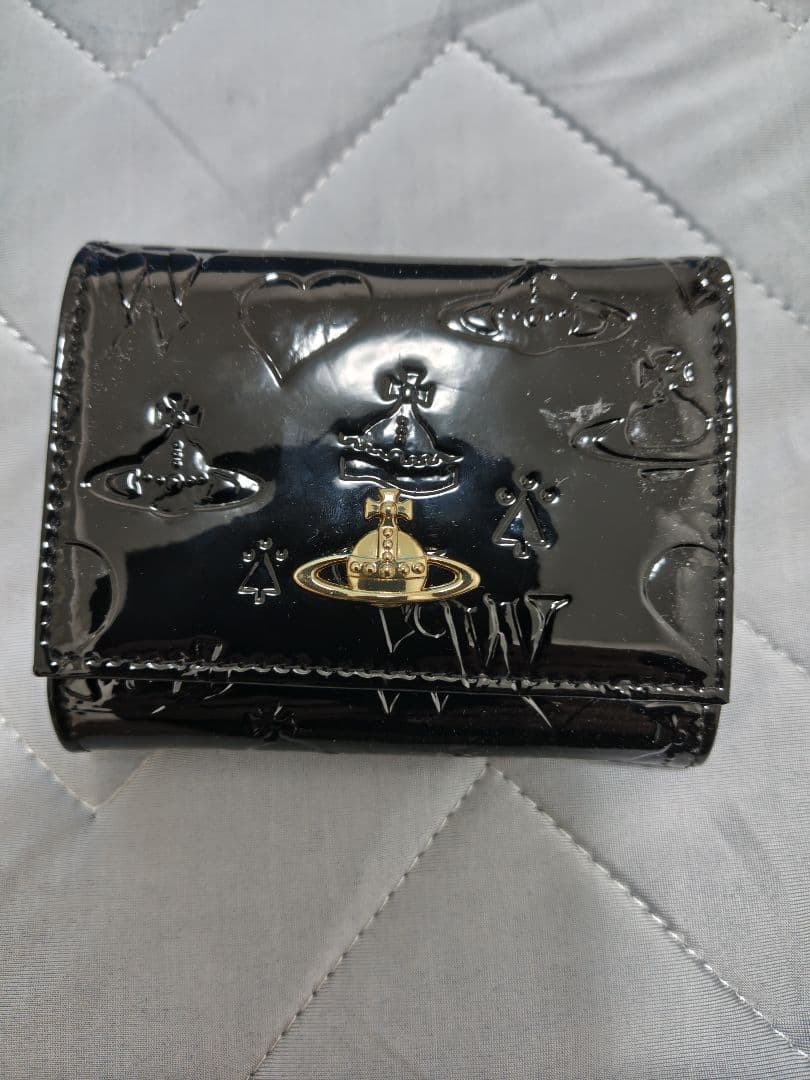 ヴィヴィアンウエストウッド がま口 財布 エナメル ブラック