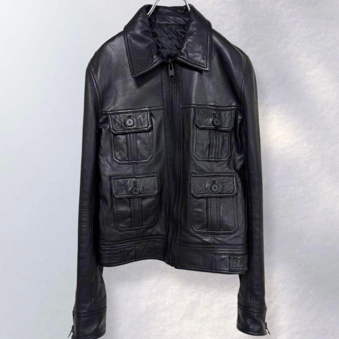 スタッドオム レザージャケット ライダース 4ポケット ジップアップ