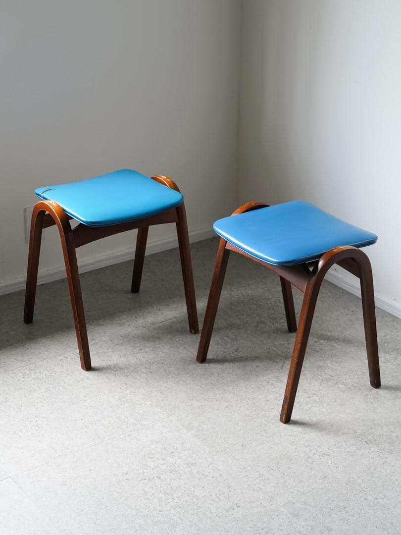 \"剣持勇\" 秋田木工 vintage スタッキングチェア スツール 2脚 古家具