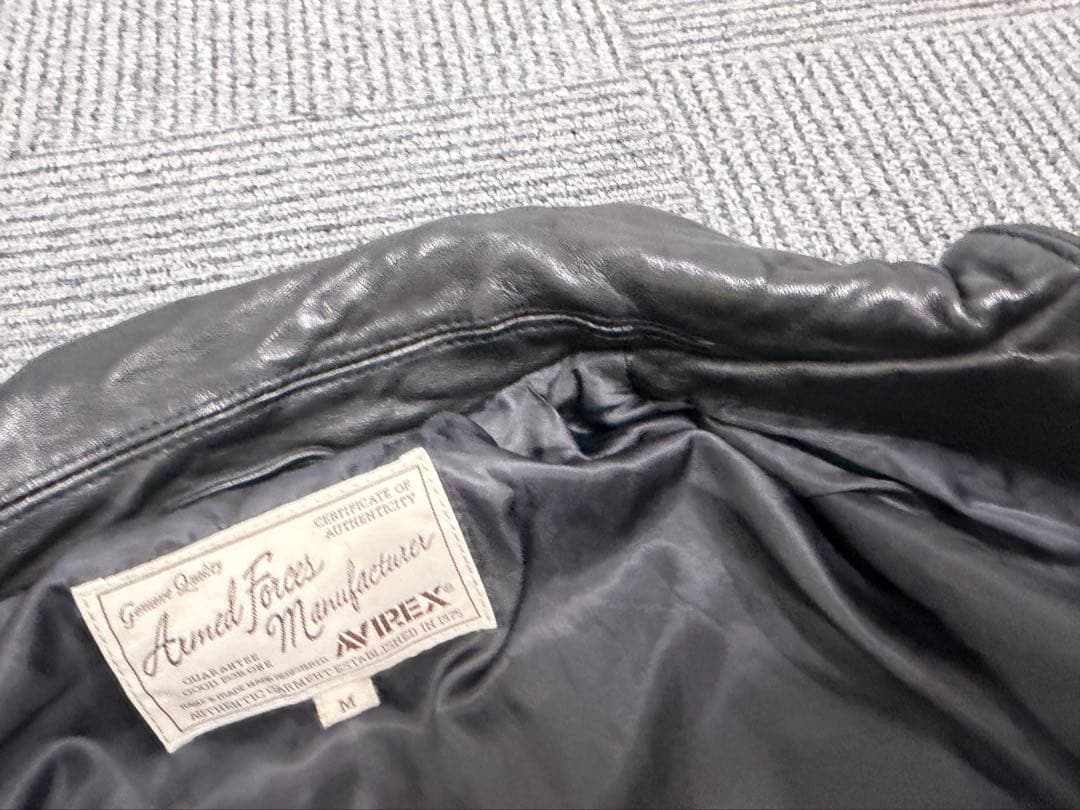 AVIREX ブラック レザーライダースジャケット