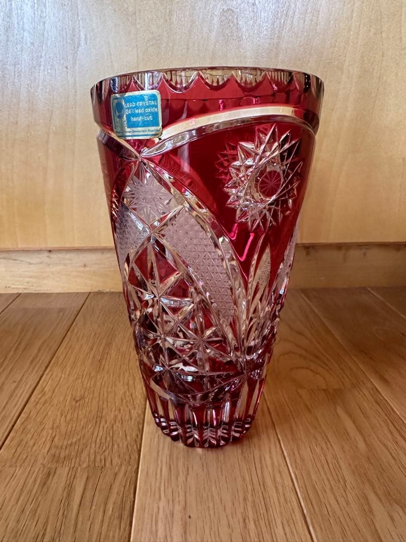 ラウジッツァー　クリスタル　花瓶　ハンドカット