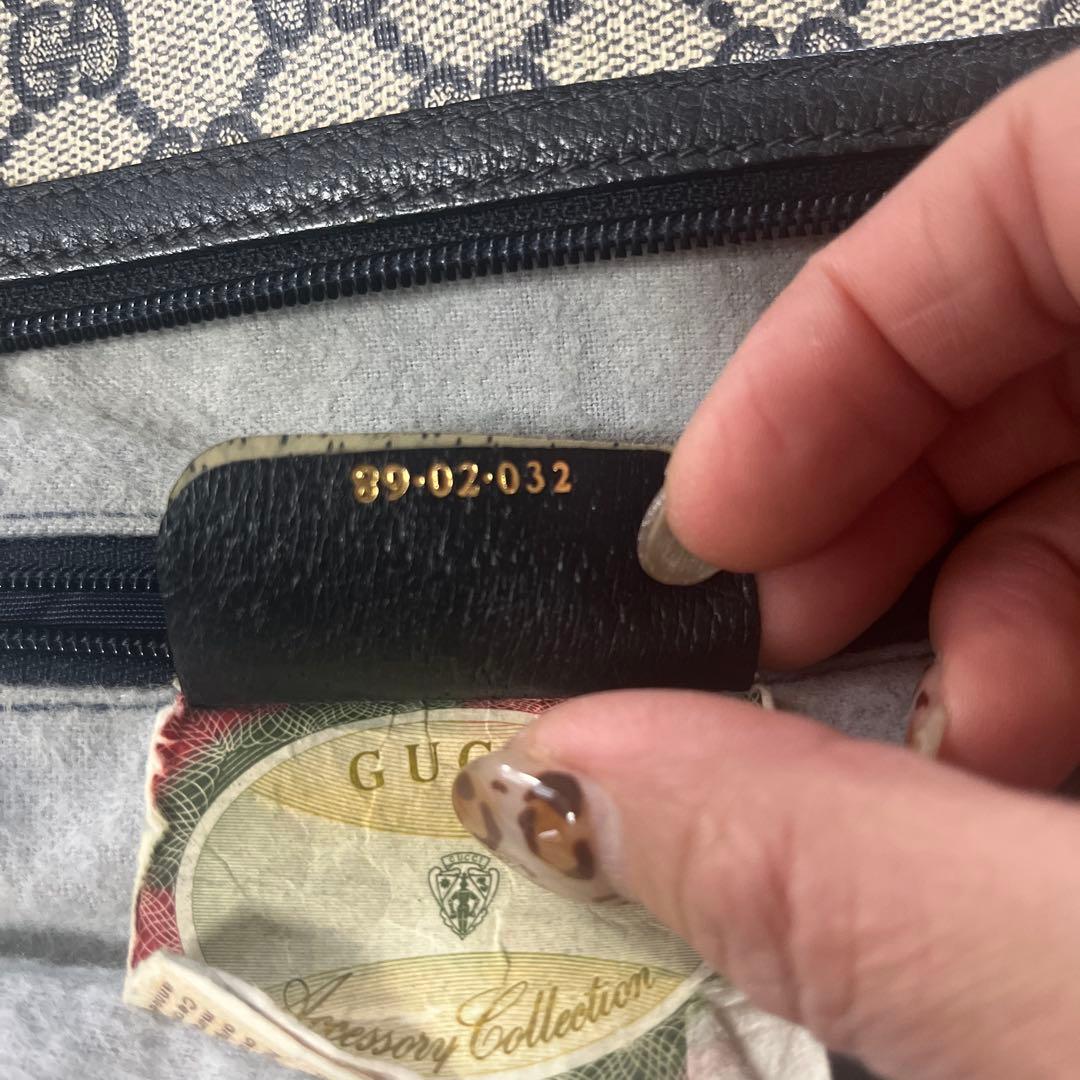 【美品】オールドグッチ シェリーライン GG柄 ショルダーバッグ ネイビー