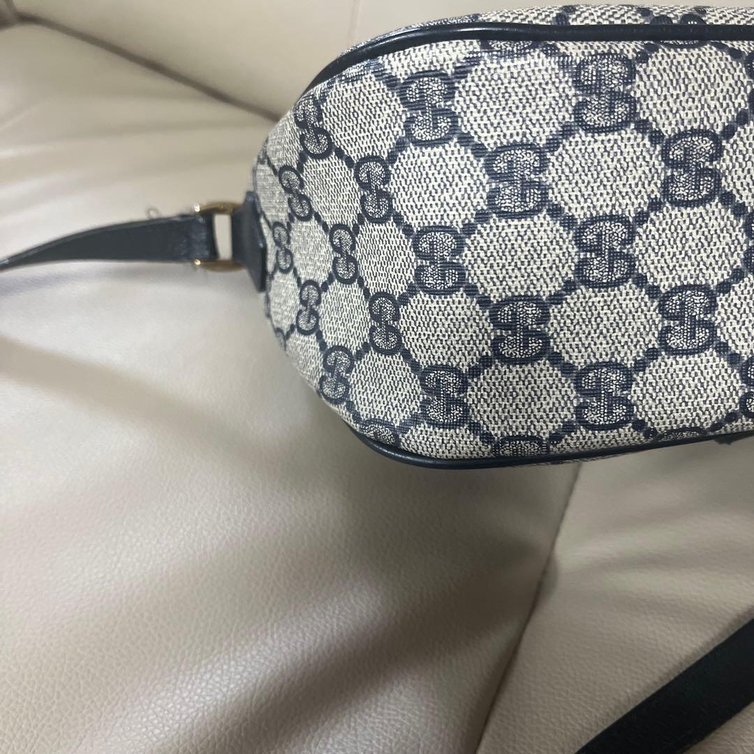 【美品】オールドグッチ シェリーライン GG柄 ショルダーバッグ ネイビー