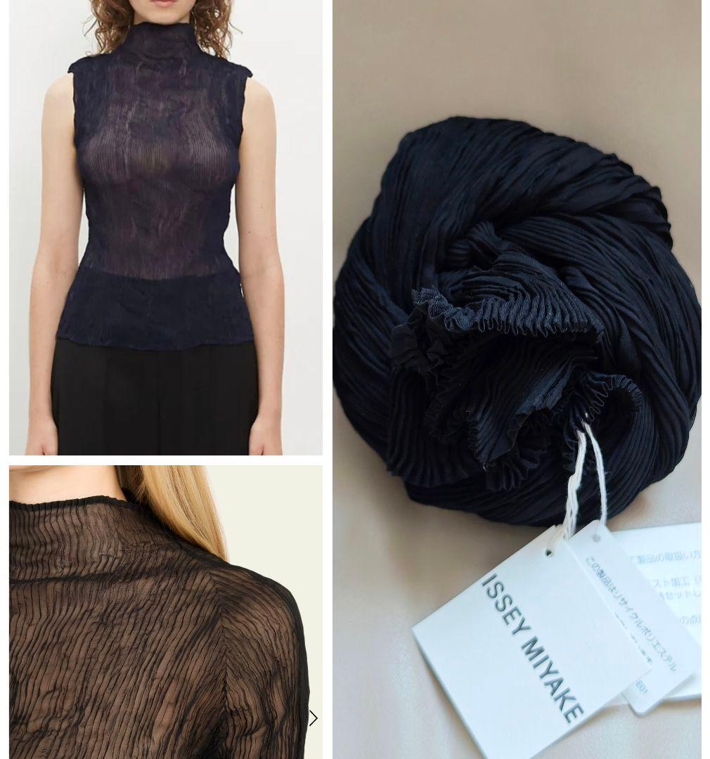 トップス ISSEY MIYAKE CHIFFON TWIST BLACK