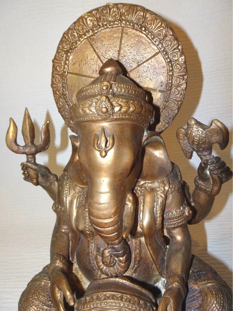 仏教美術　ガネーシャ　銅像　真鍮製　高さ33cm 重量6.6kg