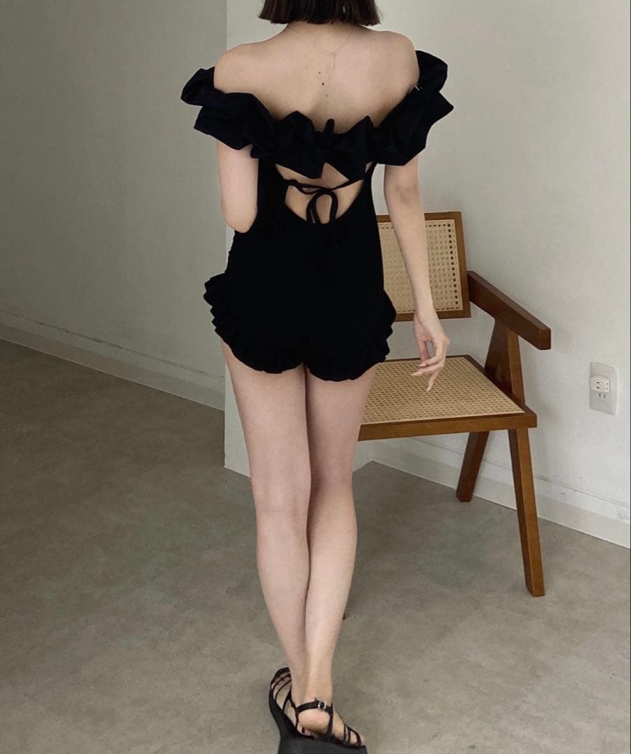 RiLi ボリュームフリル2way水着　黒