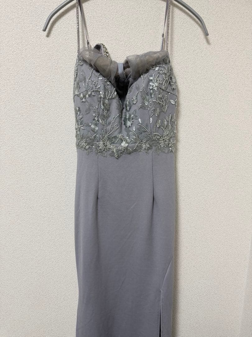 JEWELS シアーアメスリ刺繍ビジューロングドレス Sサイズ キャバドレス