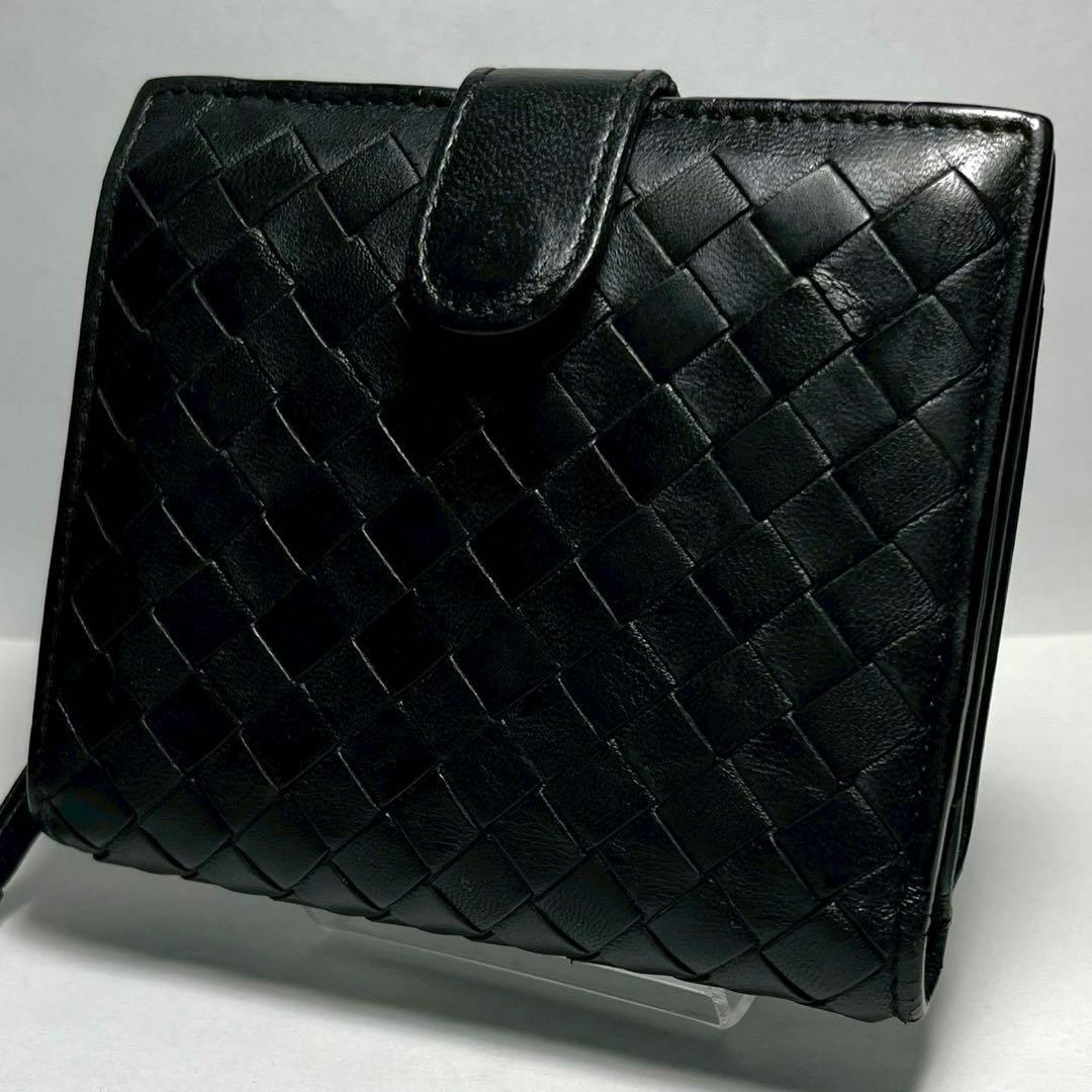 ボッテガヴェネタ 二つ折り財布 イントレチャート ラウンドファスナー ブラック