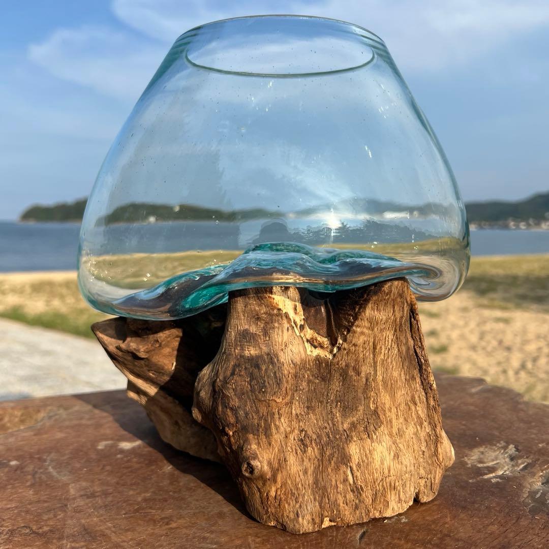 流木ガラスオブジェ特大F 花瓶 金魚鉢 テラリウム フラワーポット 水槽 アート