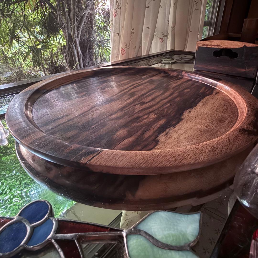 感謝お嫁入り‼️KUROGAKI孔雀杢なめらか白❌黒黒柿孔雀杢大盆