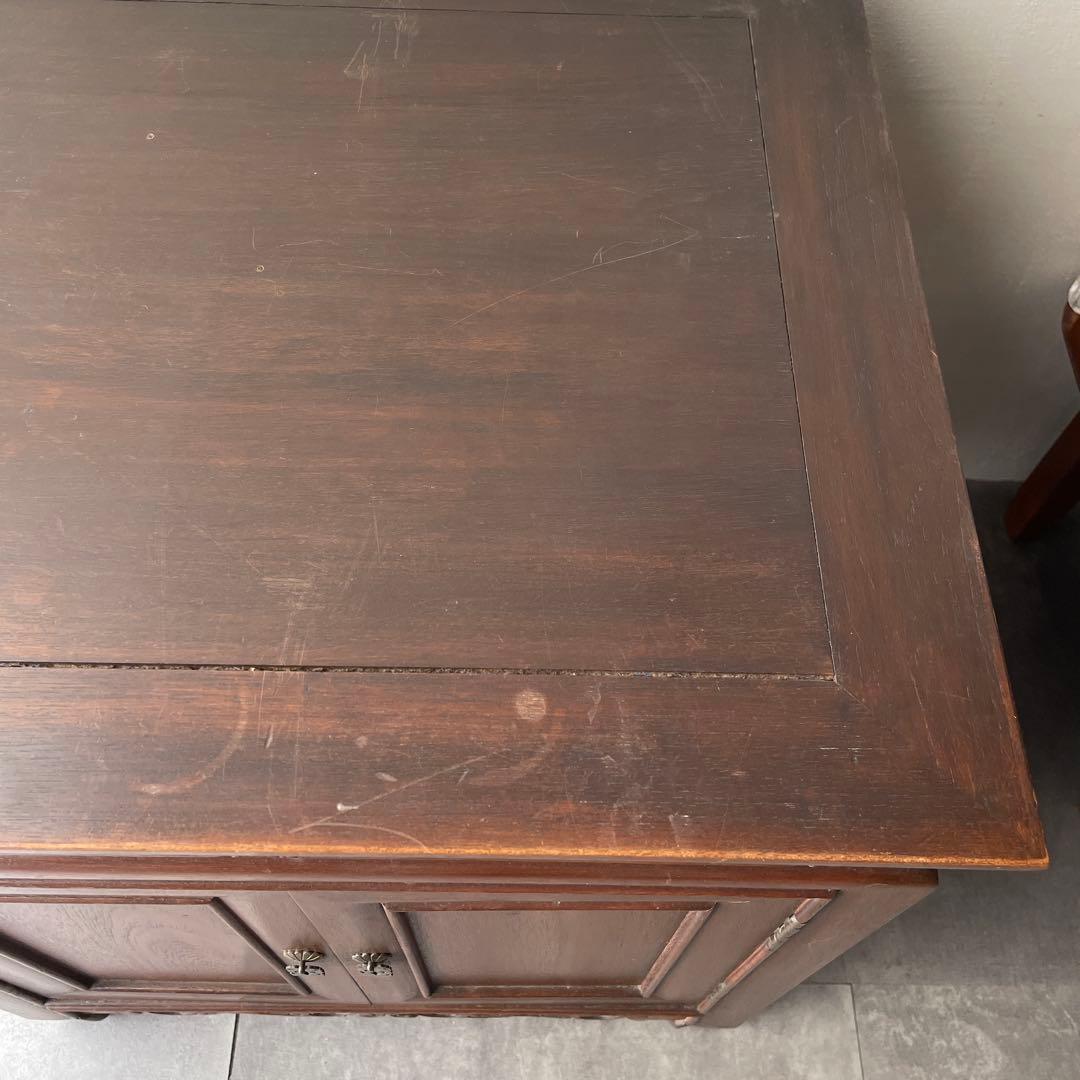 木製　唐木家具　キャビネット　カップボード　ヴィンテージ　李朝　両開き　棚