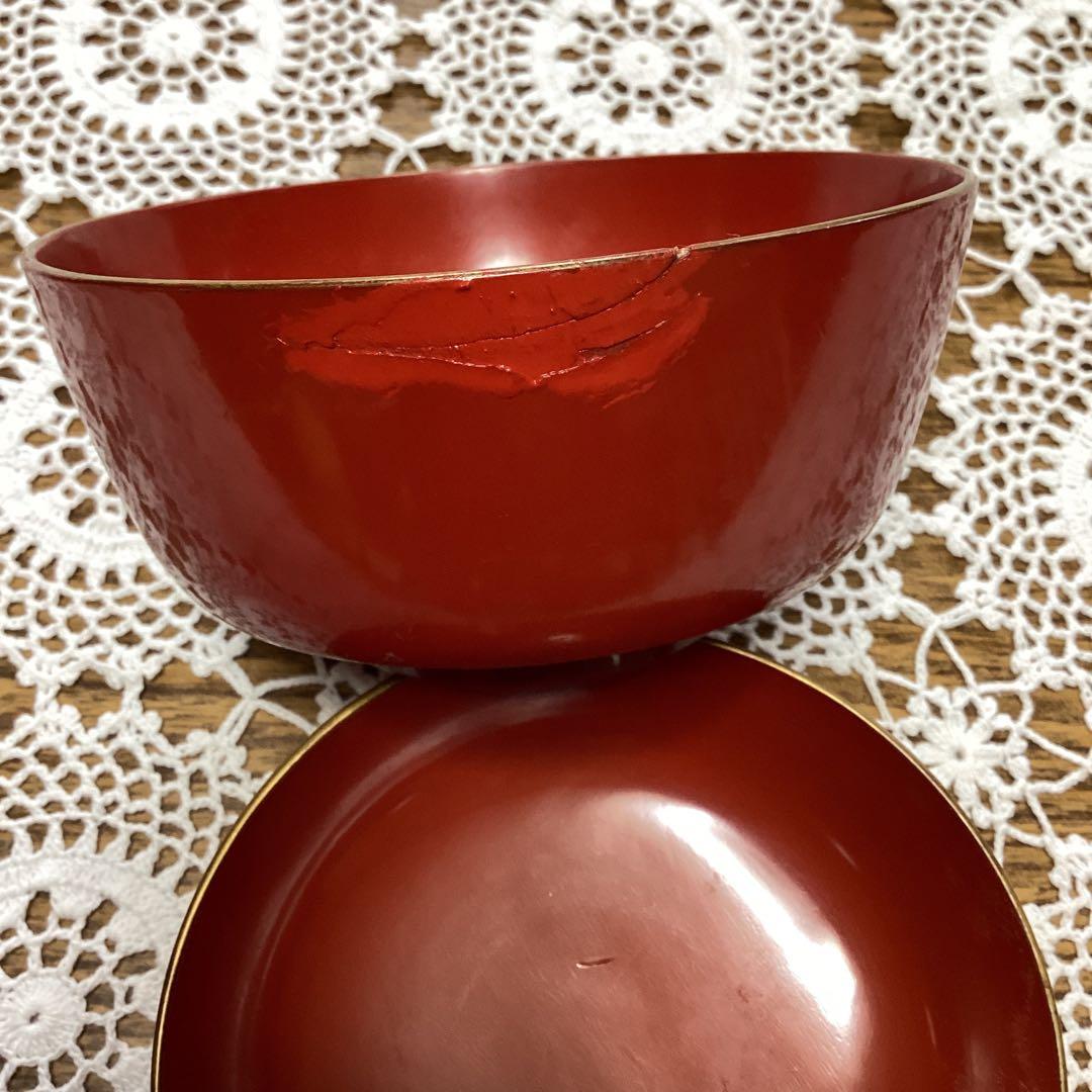 k2f21 甲高朱吸物椀　漆器椀　　　　10客セット
