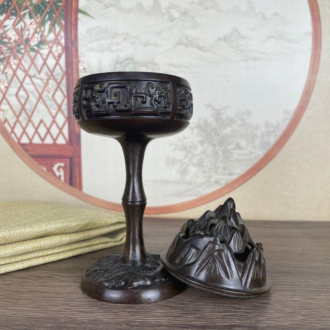 銅細工 盤竜香炉 博山炉 香道具 装飾品 工芸品 美術品 置物