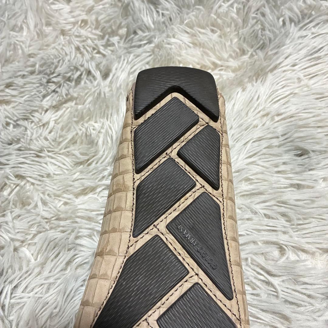【未使用に近い】GIORGIO ARMANI 本革 クロコ型押し ６グレージュ