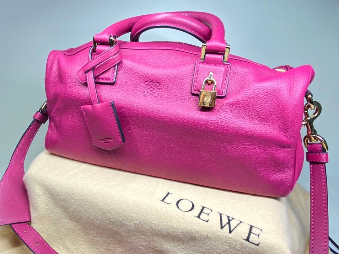 LOEWE ロエベ ハンドバッグ アメ レザー ピンクパープル