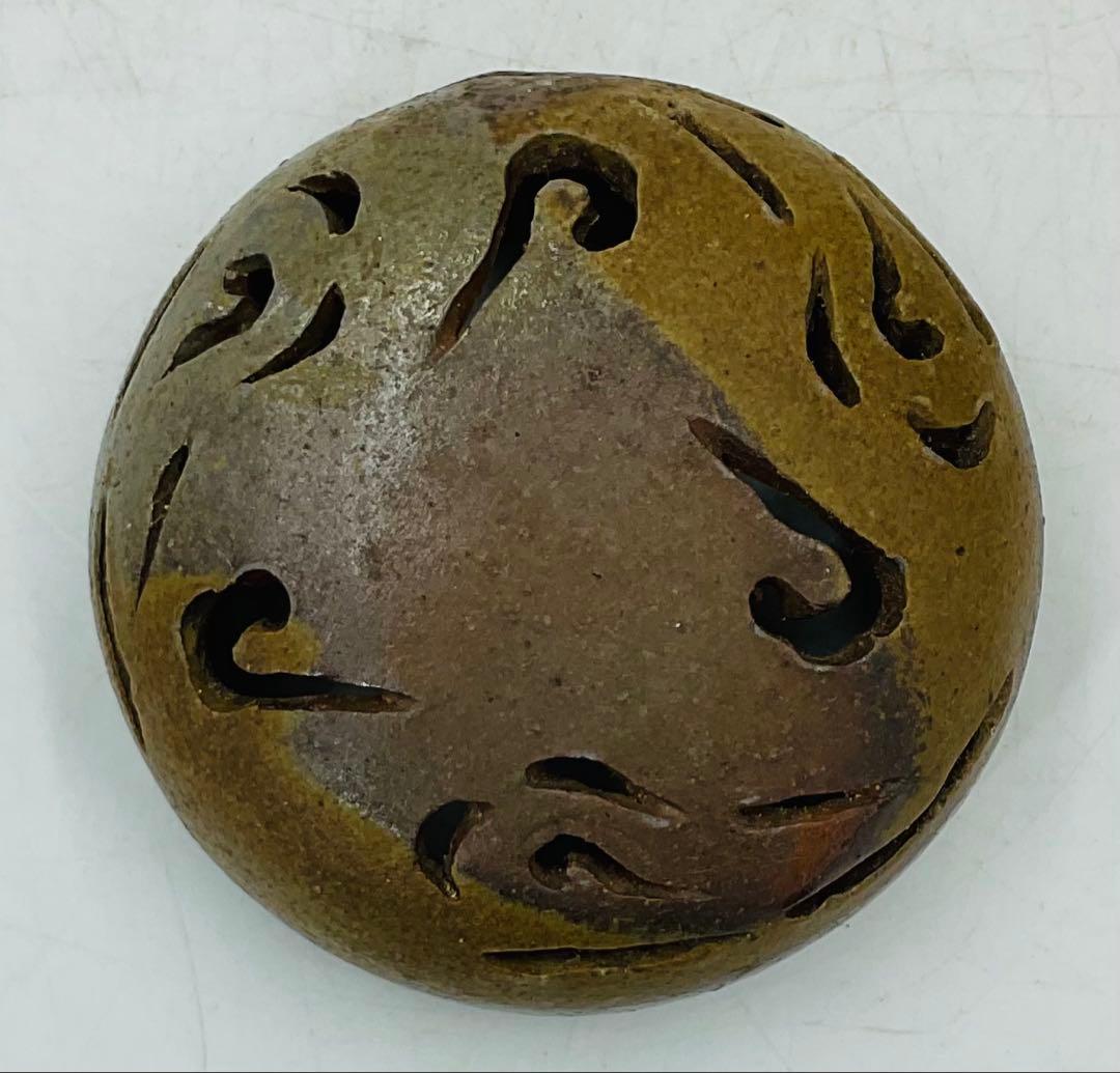 【３０】★細工物の名工・小山一草先生　備前焼龍香炉　四方桟共箱★