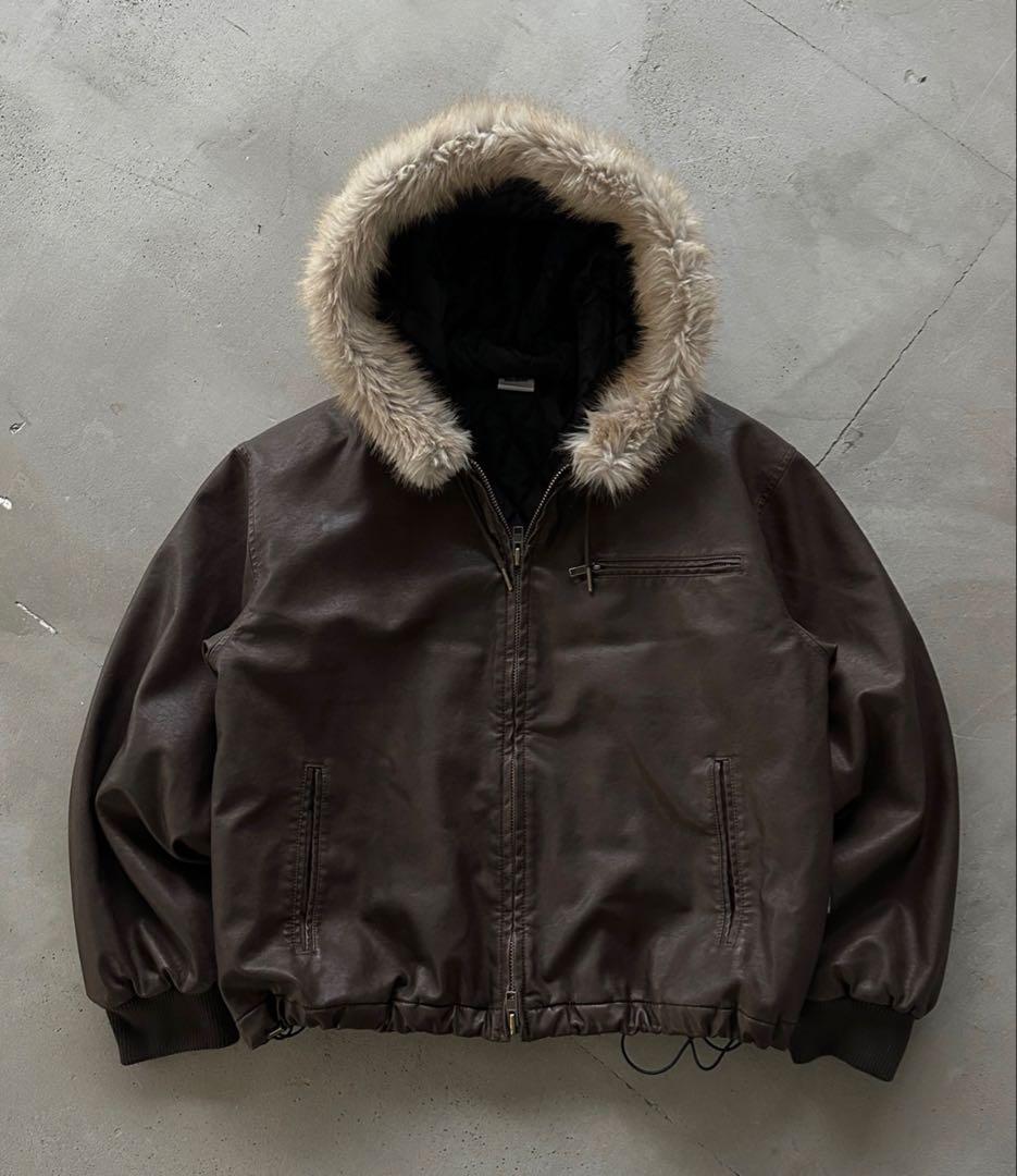 ドローコードダブルジップアーティフィシャル２WAYフードブルゾン